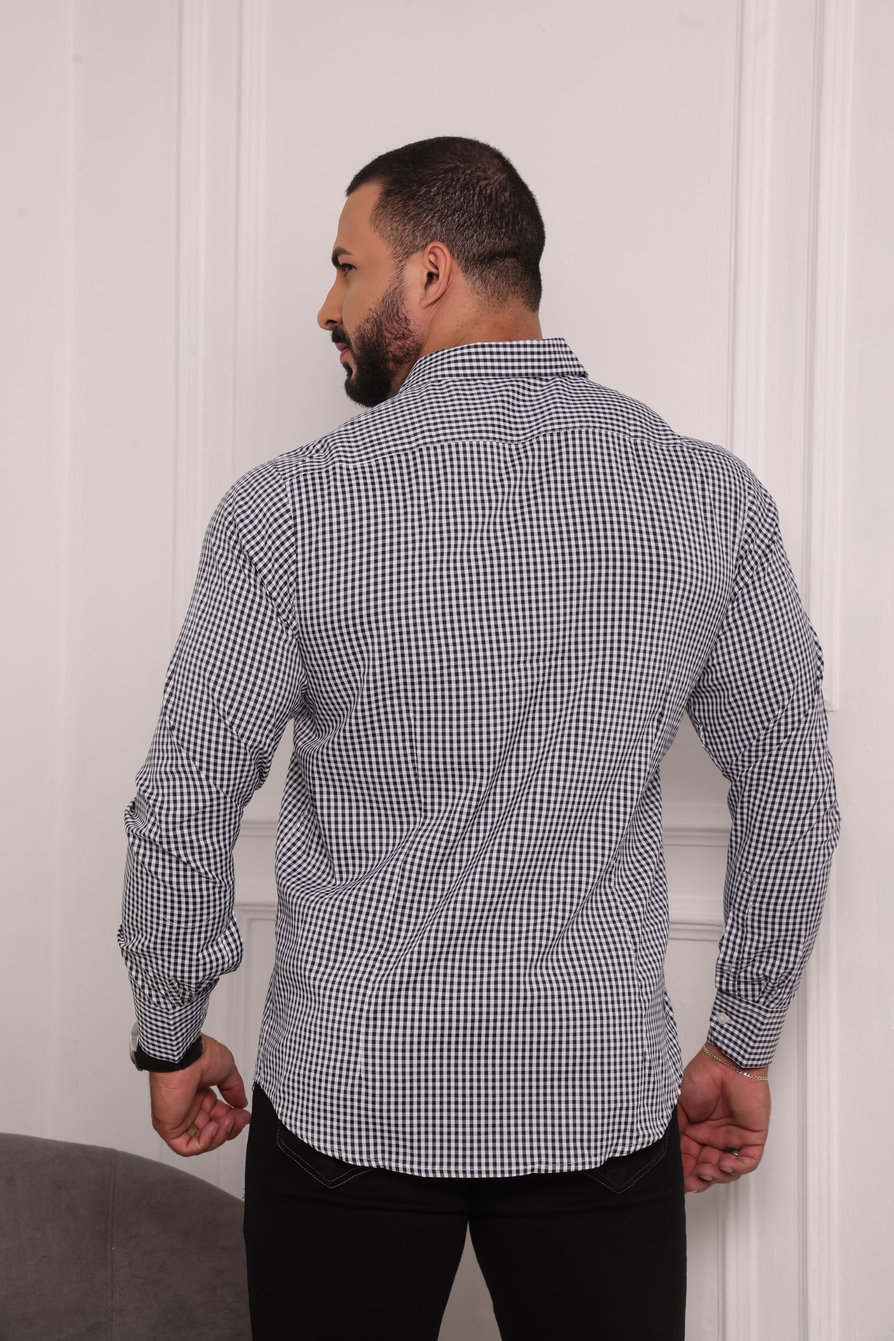 Camisa Masculina Xadrez Cinza