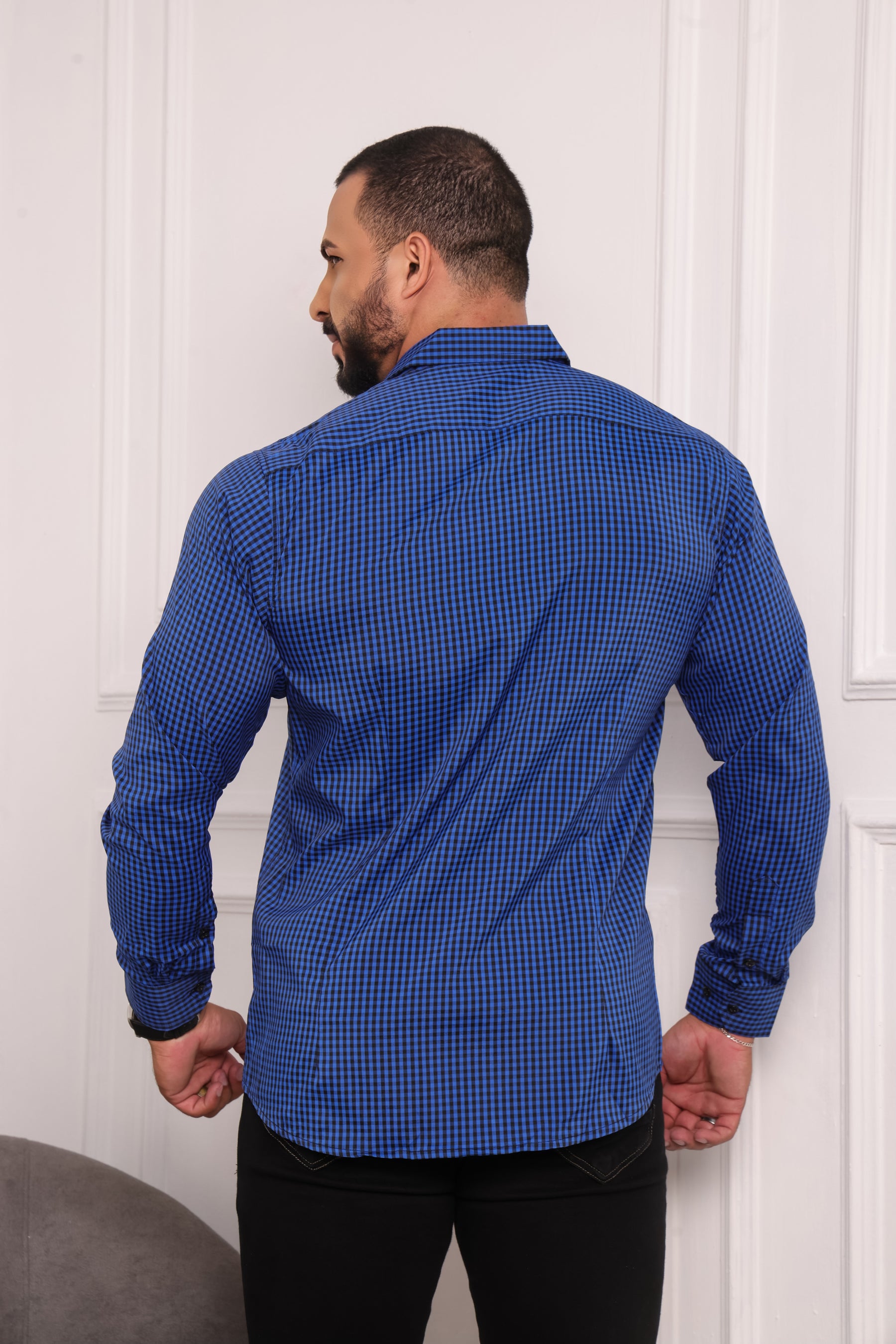 Camisa Masculina Xadrez Azul