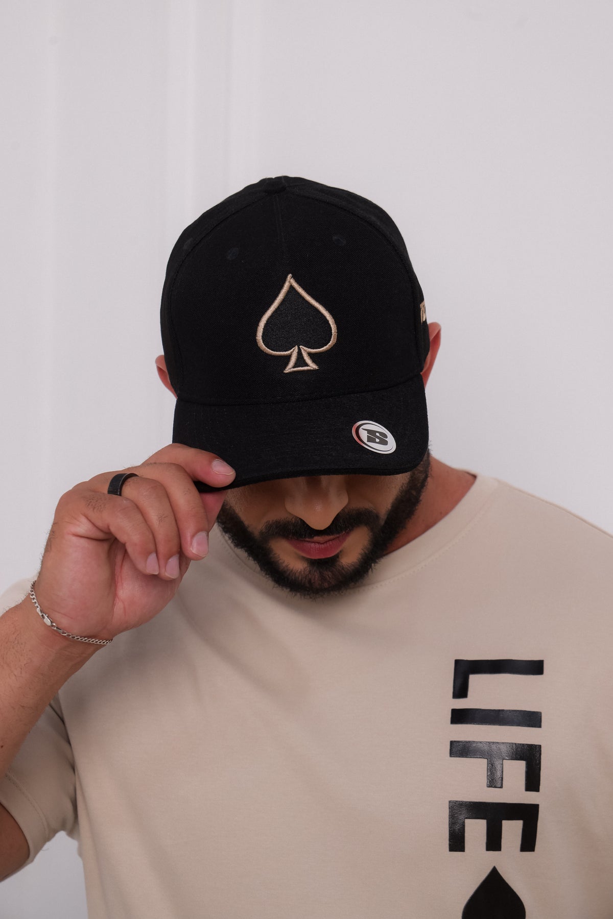 Boné Top Life Preto com Bege
