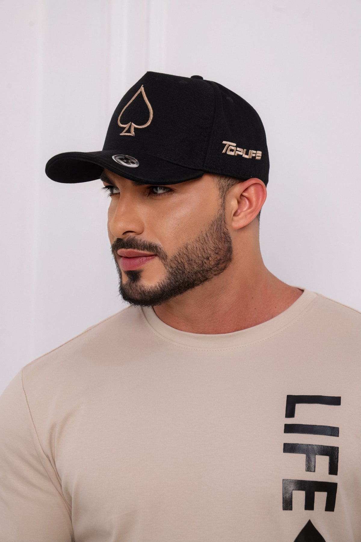 Boné Top Life Preto com Bege 2