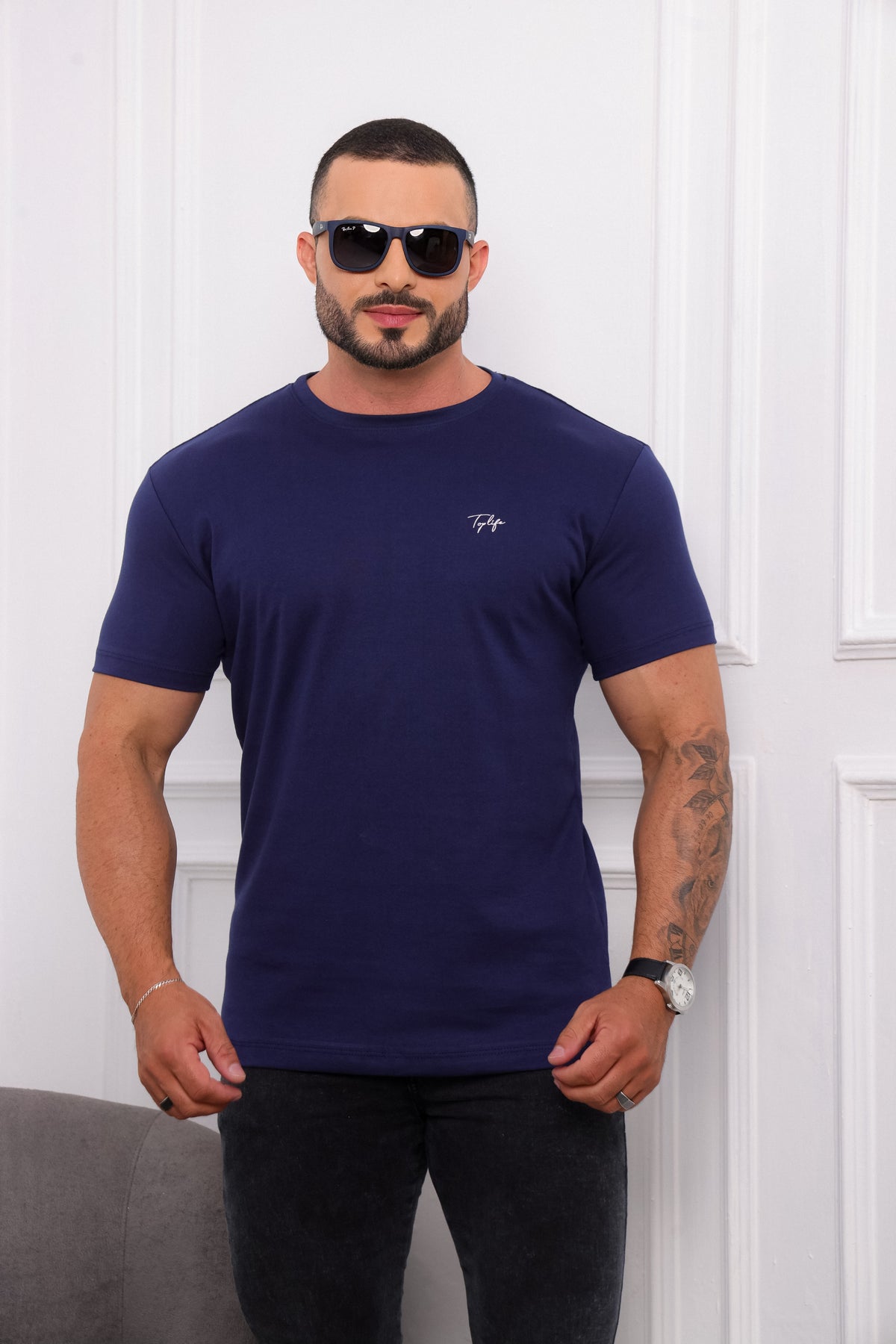 Camisa Suedine Premium Azul Escuro
