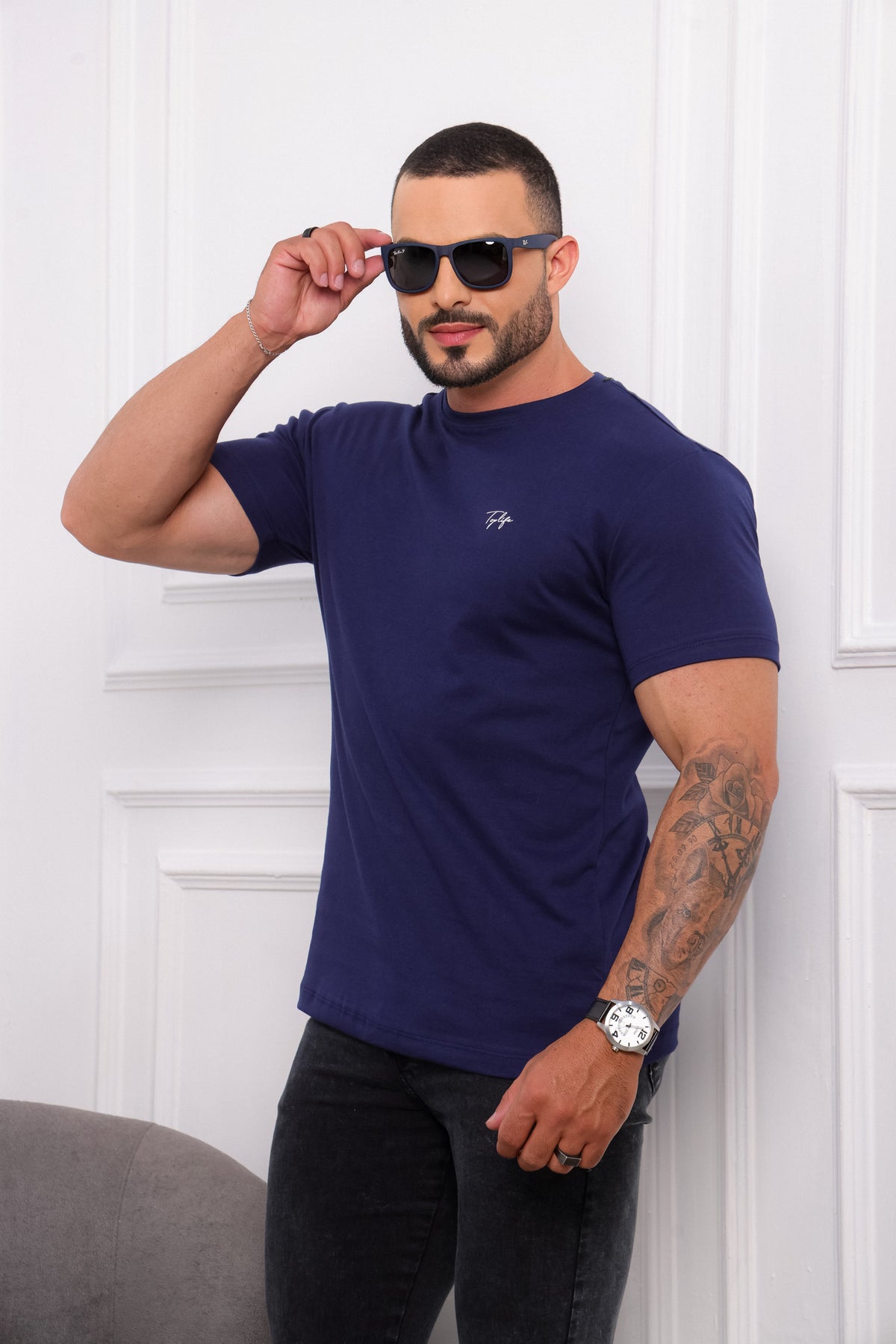 Camisa Suedine Premium Azul Escuro