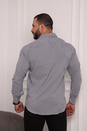 Camisa Masculina Xadrez Cinza