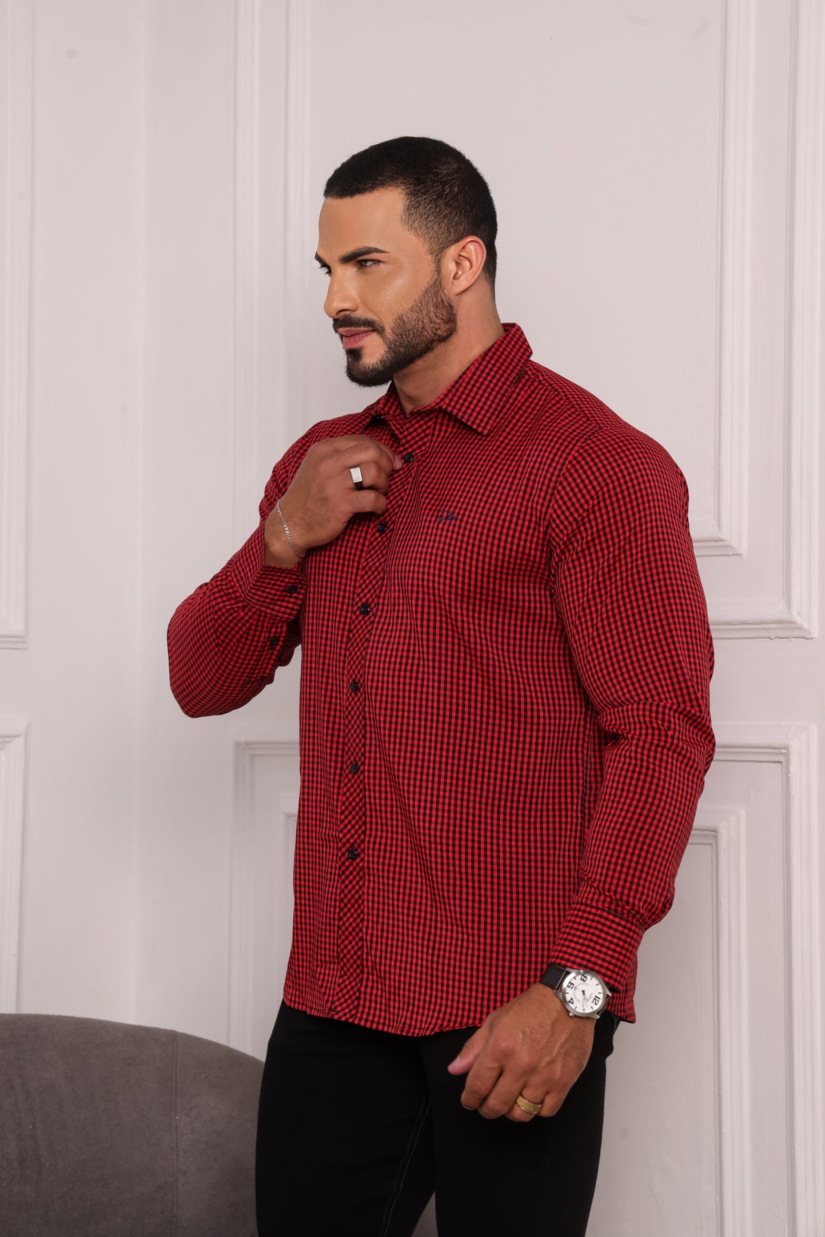 Camisa Masculina Xadrez Vermelha